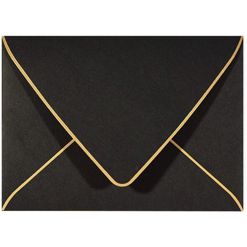50 Pack A6 Black Invitation 4x6 Envelopes - Self Seal, V flap, 6.5 x 4.75 Black
